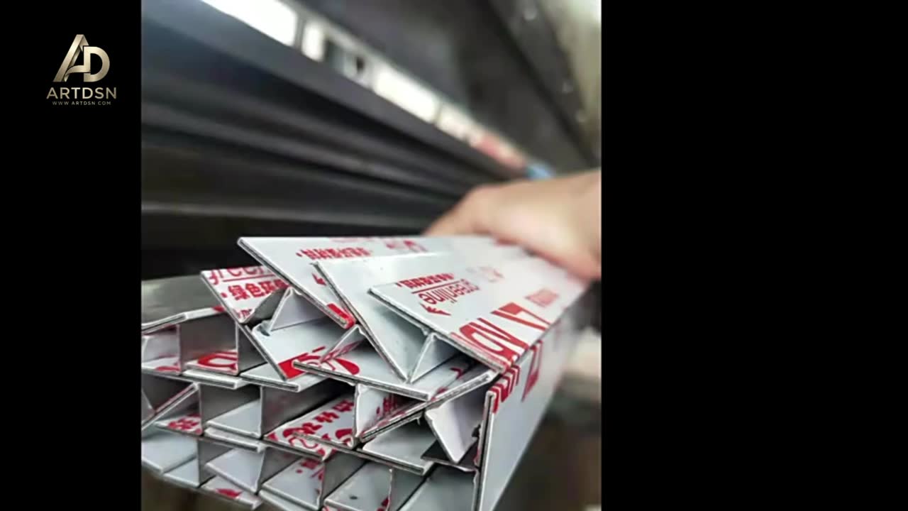 ARTDSN stainless steel trim profiles staged for packing