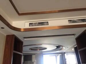 Curved stainless steel trim used in modern interior decoration