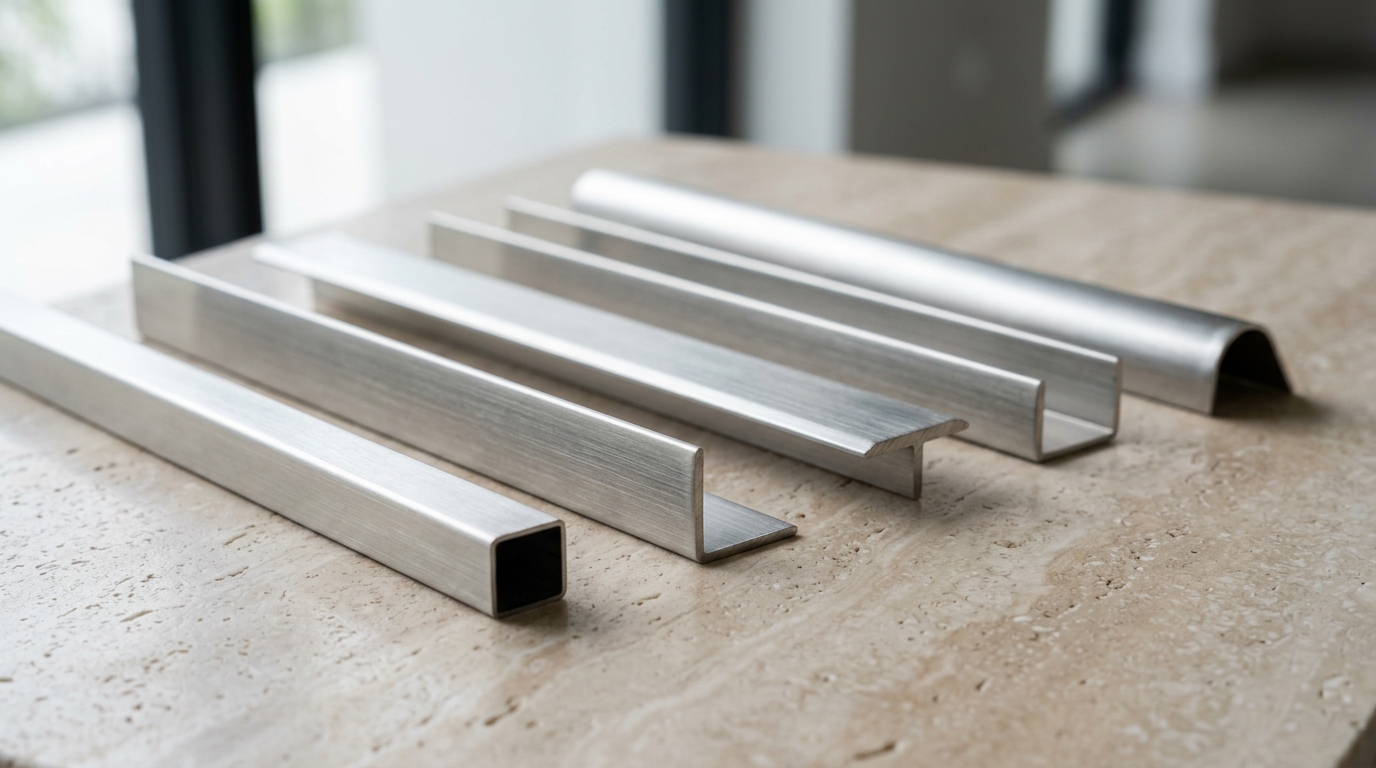 Hairline brushed stainless steel decorative trim close-up