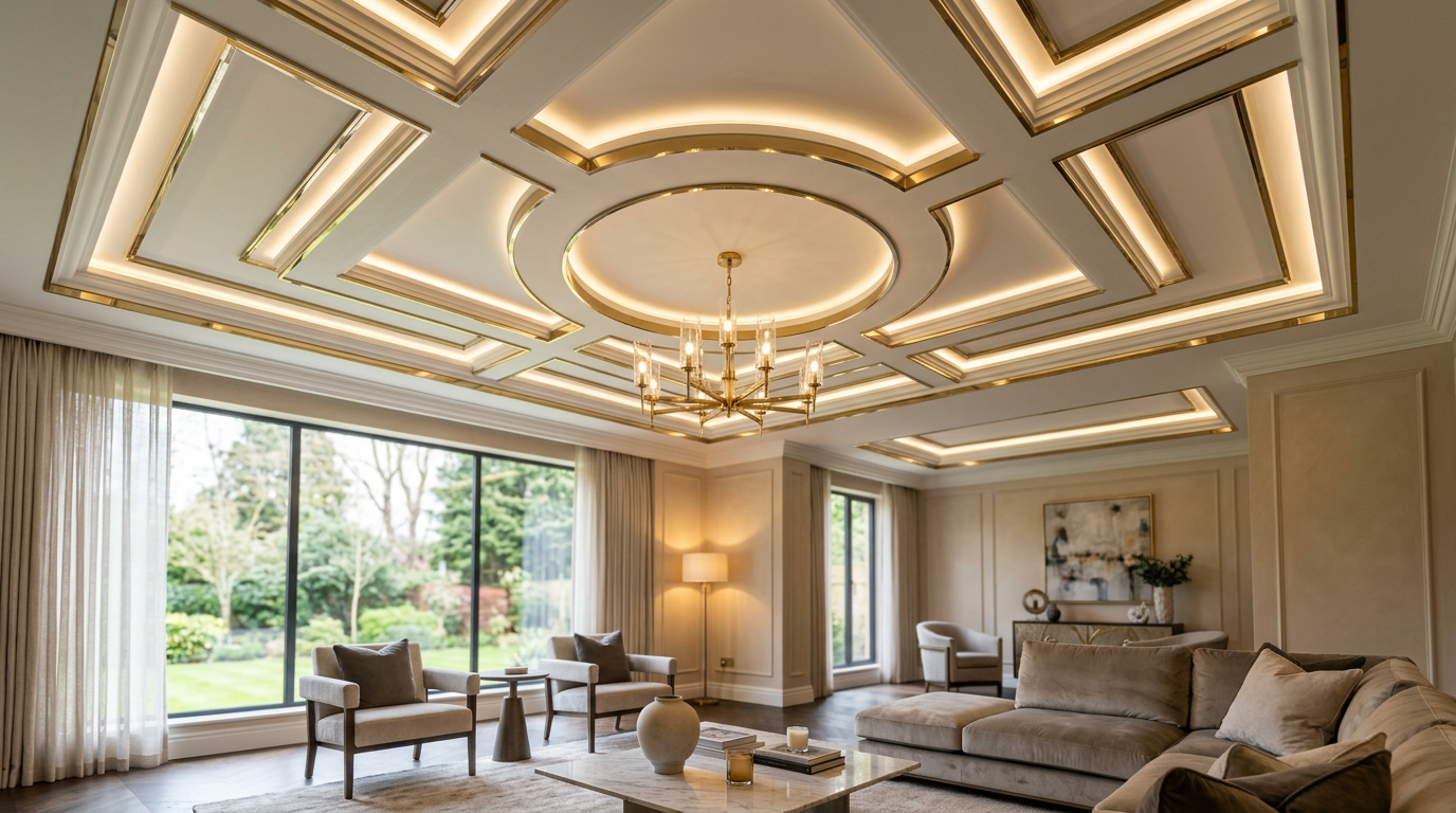 Stainless steel T-bars forming a ceiling design